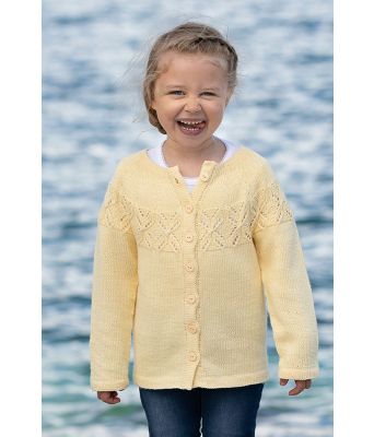 Pinnie gul strikkejakke til jente - Viking 1918-03B