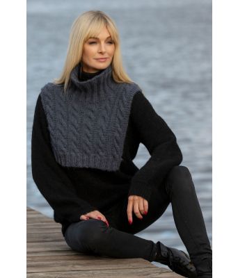 Rest strikket grå hals i babyalpaca / merinoull - Viking 2033-6