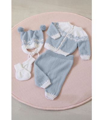 Helle hentesett med strikket jakke bukse lue og sokker - Viking 2126-8-BU320