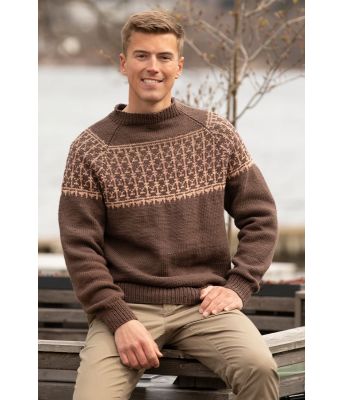 Sarr brun strikkegenser til herre - Viking 2221-02