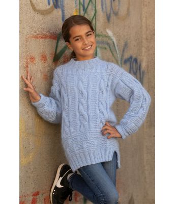 Skylar genser med fletter til jente - Viking 2228-4