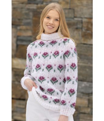 Florali strikket genser med blomstermotiv - Viking-2308-04 