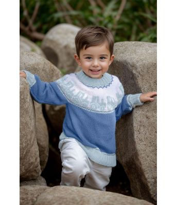 Himmelblå Traktor genser - Viking-2323-1-425-420