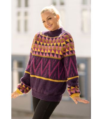 Morwenna fargerik strikkegenser - Viking 2331-01