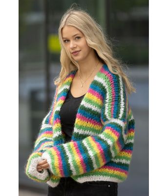 Gia stripete strikkejakke - Viking 2335-2