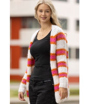 Tilla bredstripete strikkejakke - Viking 2335-8