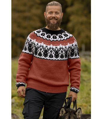 Rustfarget hjortegenser med svart mønster - Viking 2336-8-252203