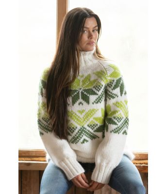 Sno genser, hvit grønn - Viking 2409-1H