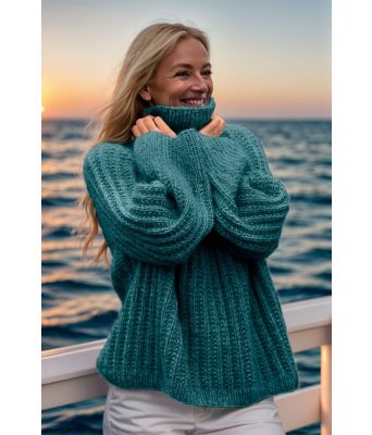 Turkis Smula luftig strikkegenser - Viking 2415-7-329