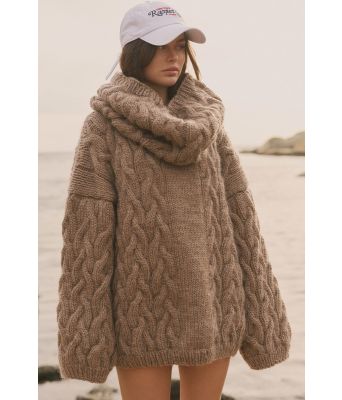 Honningsvåg genser og hals i brun - Viking 2509-2B