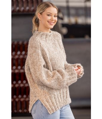 Freydis genser i naturhvit og beige - Viking 2510-5-302307