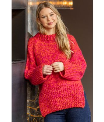Torunn genser i cerise og sterk oransje - Viking 2510-6-362371
