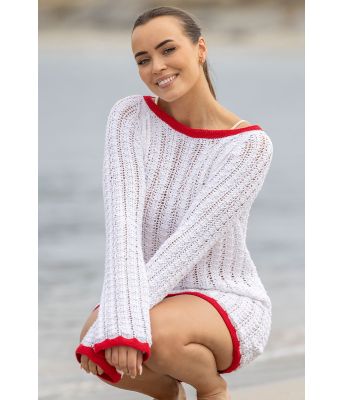 Hvisten kort strikket strandkjole - Viking 2514-3