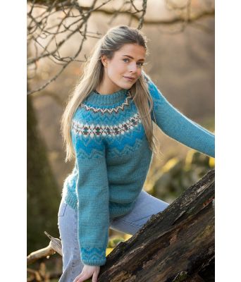 Turkis Jonstøl genser - Viking 2601-1B