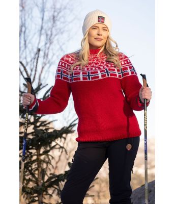 Rød Heia Norge genser - Viking 2605-04-950