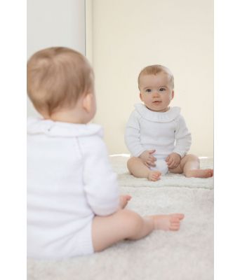 Volang strikket body med krage til baby - Viking 2126-17