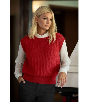 Ynde rød strikket julevest Kathrine Sørland - Viking 2136-03